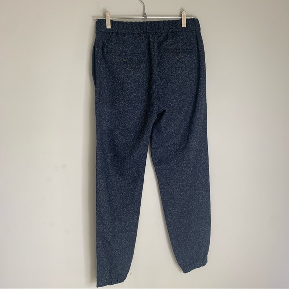 Club Monaco Navy Blue Speckled Wool Silk Blend Tapered Jogger Trousers - Picture 5 of 10